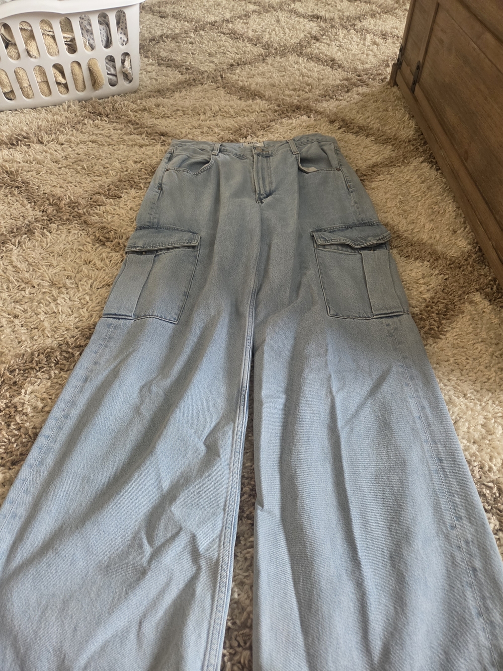 Agolde Light Blue Wide-Leg Cargo Jeans